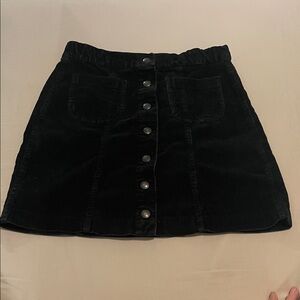 Brandy Melville Black Corduroy Button-Front Mini Skirt